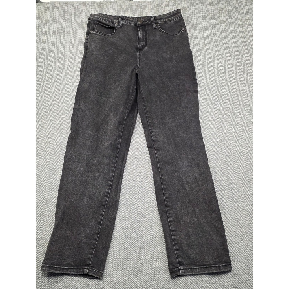 Lauren Conrad Womens Straight Leg Jeans Size 12 Faded Black Acid Wash High Rise